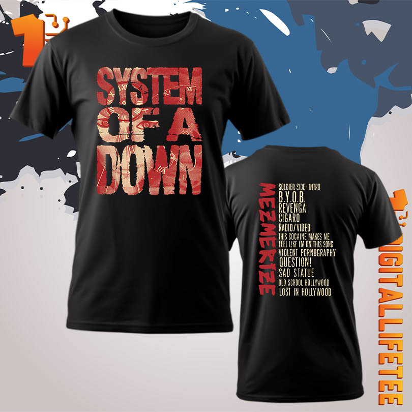 System Of A Down Merch Mezmerize Tracklist T-Shirt